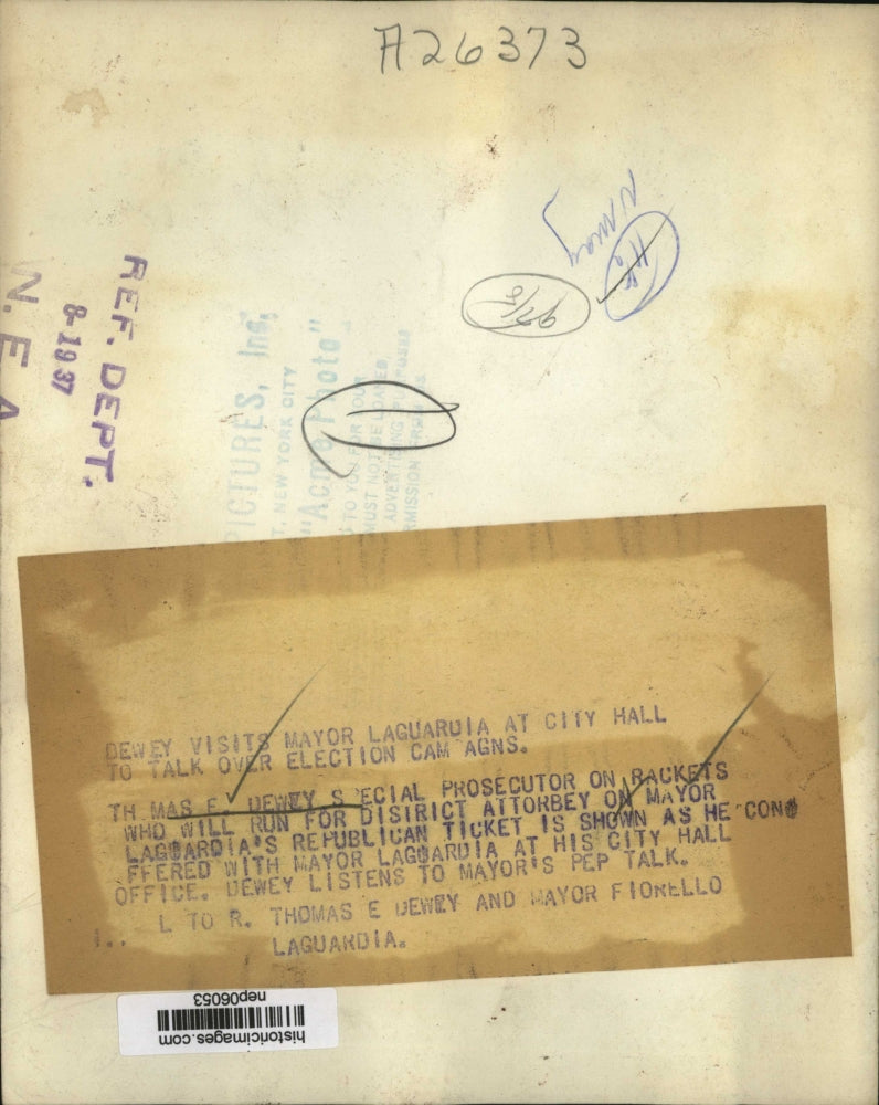 1937 Press Photo Thomas Dewey, Mayor LaGuardia Meet in New York for Campaign