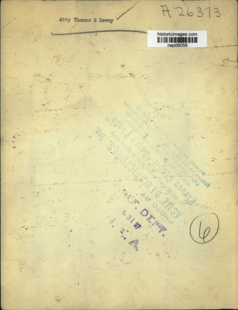 1937 Press Photo Attorney Thomas E Dewey - nep06058