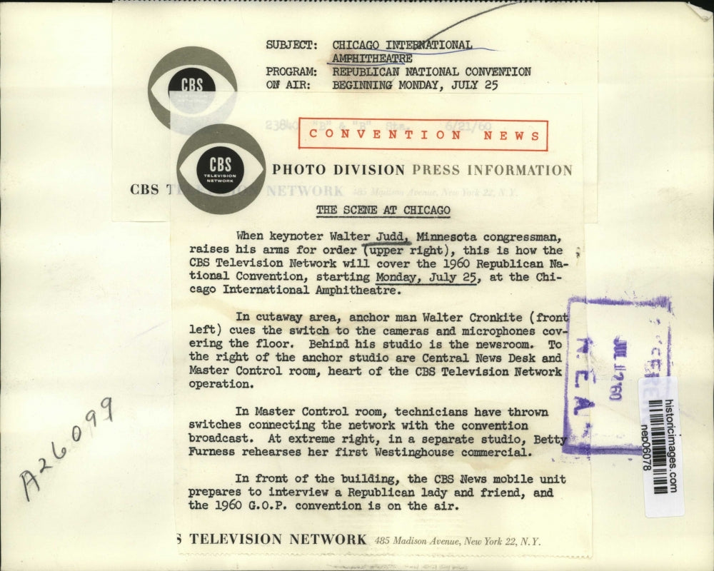 1960 Press Photo Walter Judd Keynoter at Chicago Int'l Amphitheater GOP Con