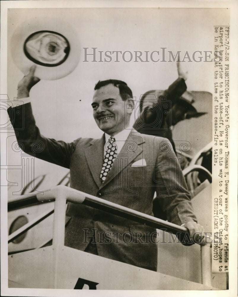1951 Press Photo NY Governor Thomas Dewey in San Francisco - nep06100