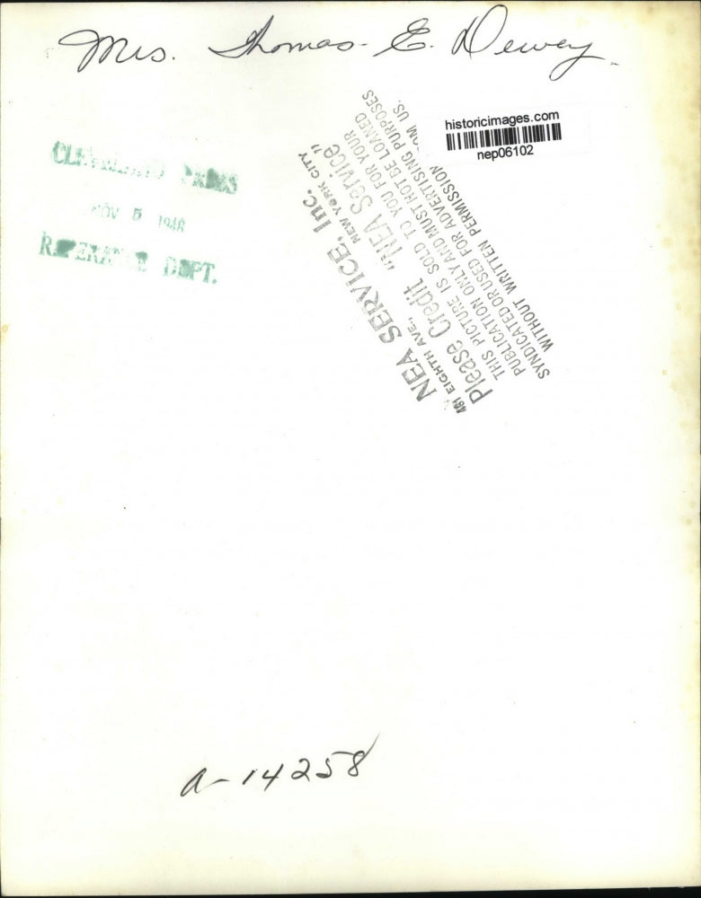 1948 Press Photo Mrs Thomas Dewey - nep06102