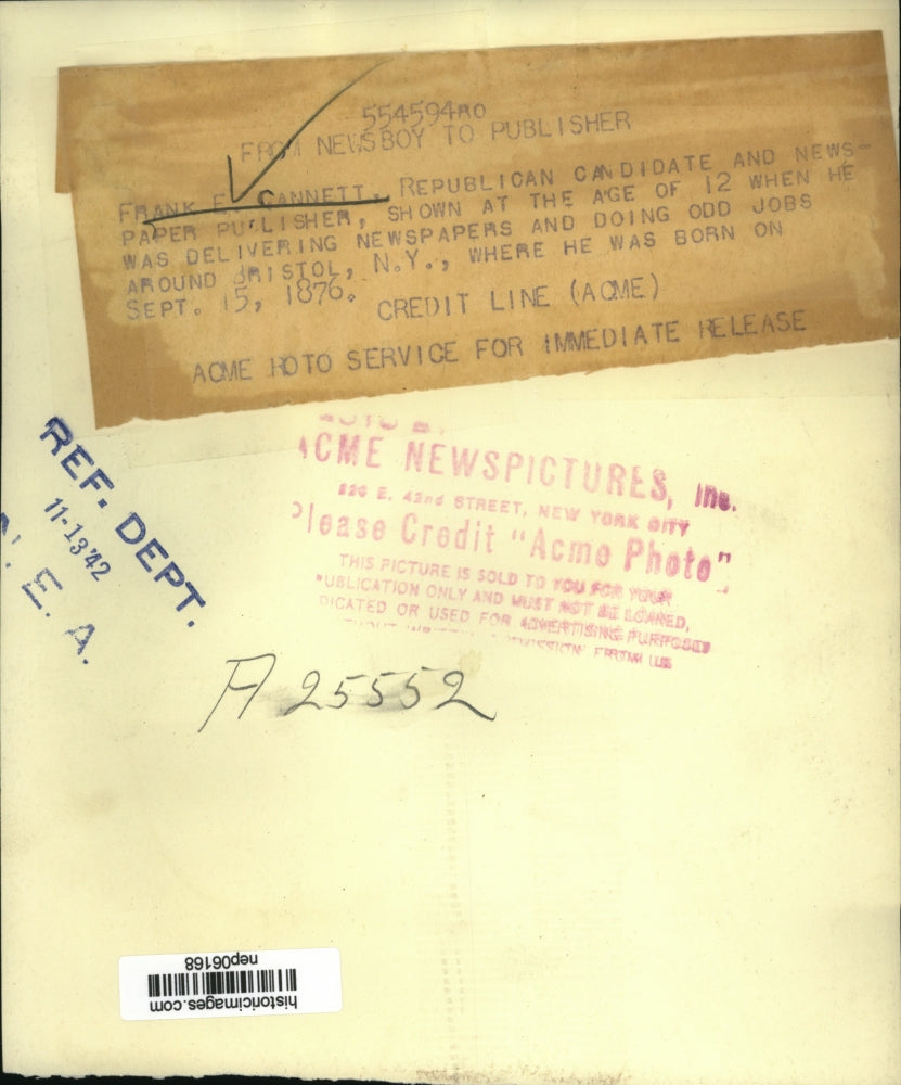 1942 Press Photo Frank E. Cannett, GOP Candidate & Newspaper Publisher at Age 12