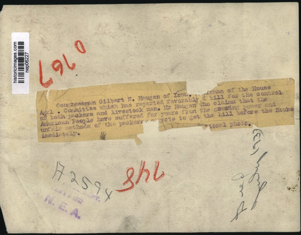 1921 Press Photo Congressman Gilbert Haugen of Iowa - nep06227