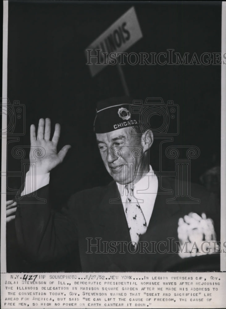 1952 Press Photo Adlai Stevenson at Democratic National Convention, New York