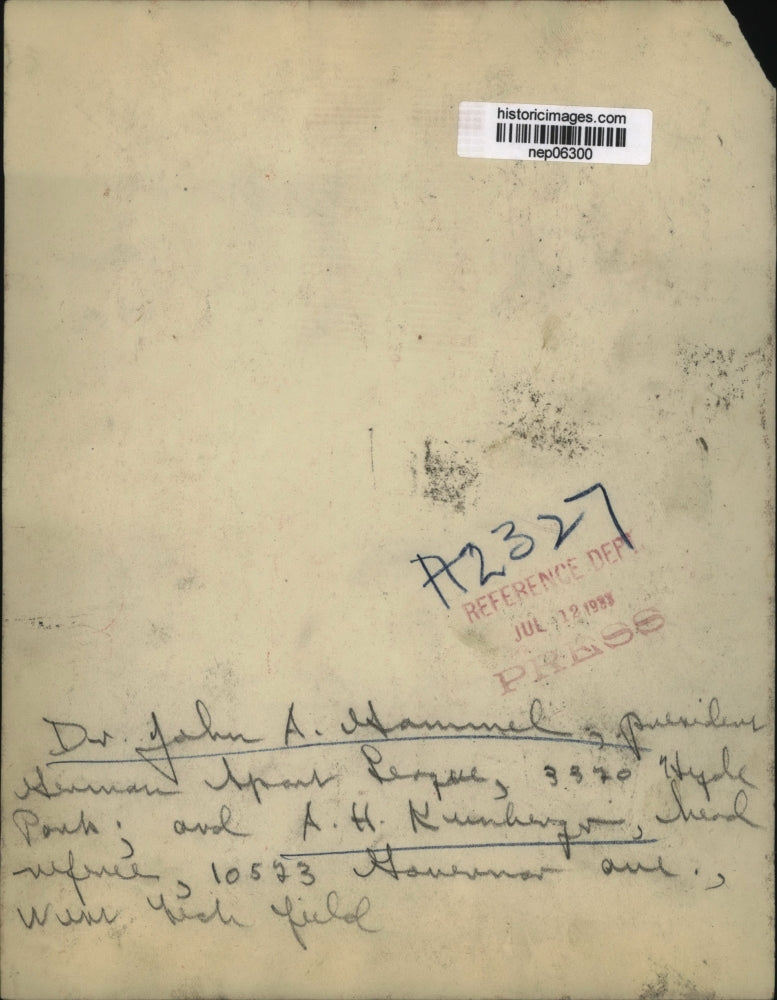 1933 Press Photo Dr. John A. Hammel & A.H. Kuenberger of Human Sport League