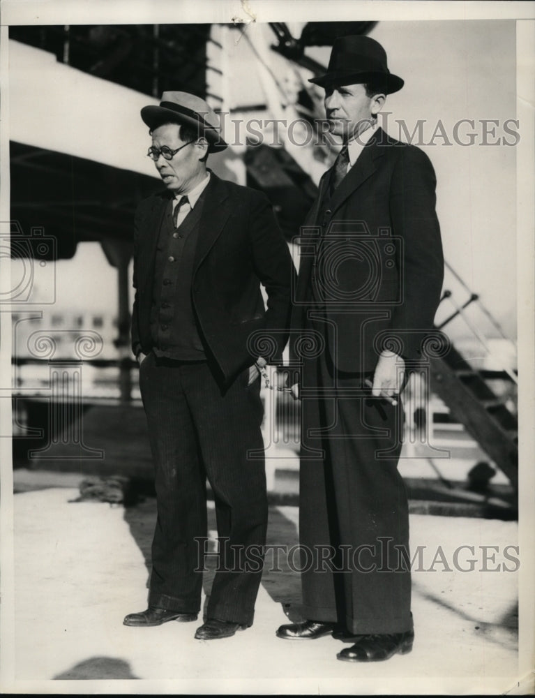 1935 Press Photo Gin Lom & Paul Hendricks Aboard President Taft in Los Angeles