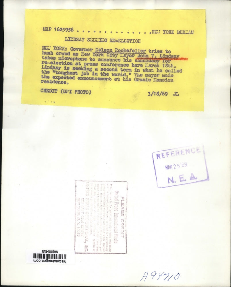 1969 Press Photo Nelson Rockefeller & John V. Lindsay at Press Conference NYC