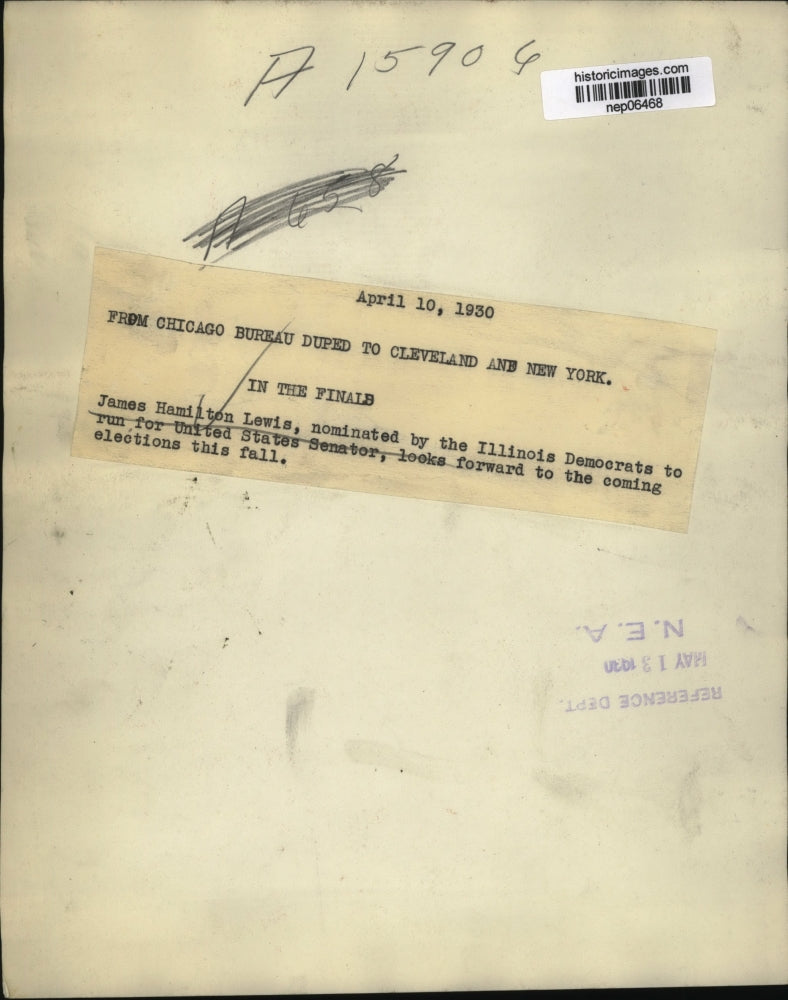 1930 Press Photo James Hamilton Lewis, Illinois Democratic Senatorial Candidate