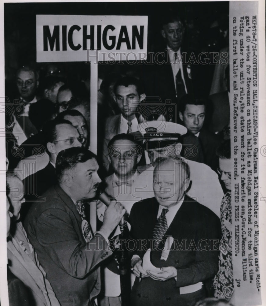 1952 Press Photo Neil Staebler at Democratic National Convention, Chicago