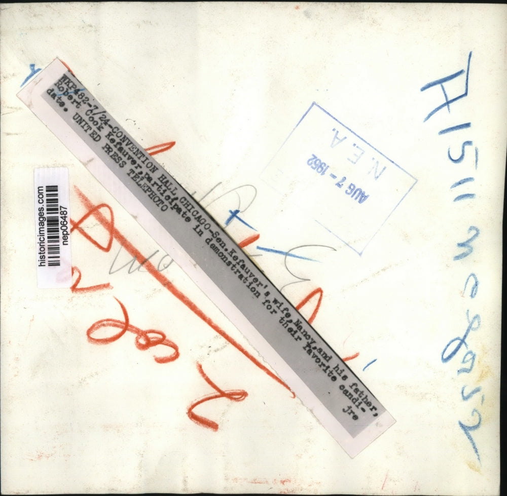 1952 Press Photo Wife & Father of Estes Kefauver at Democratic Convention