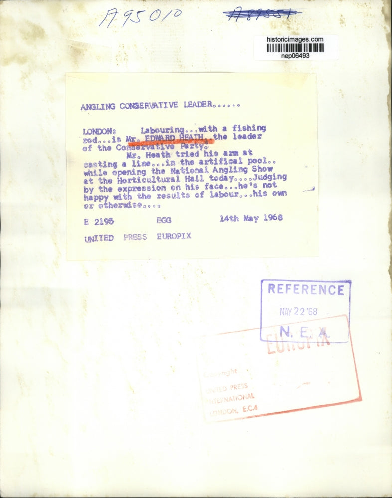 1968 Press Photo Edward Heath at National Angling Show London Horticultural Hall