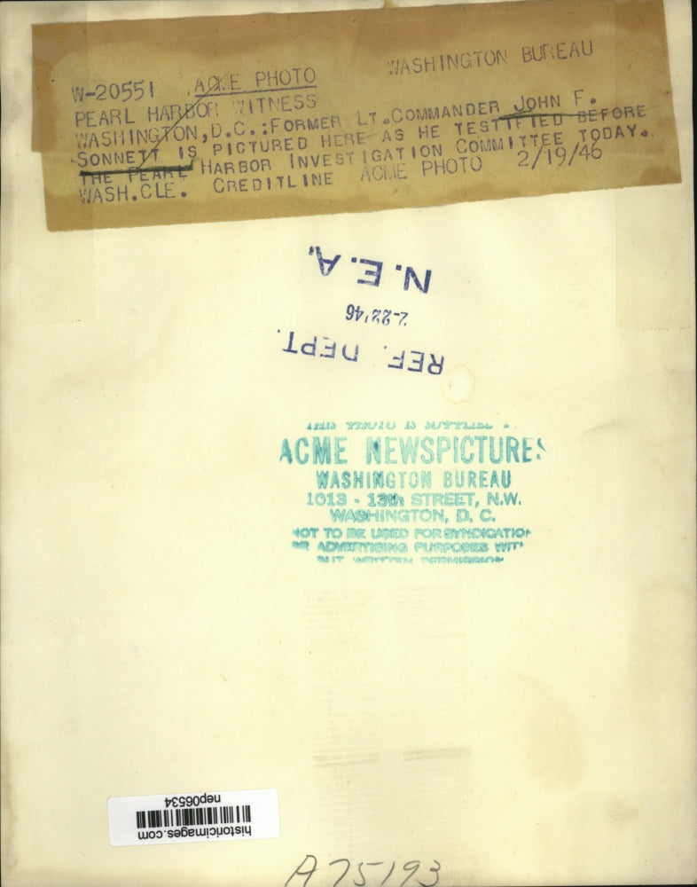 1946 Press Photo John F. Sonnett at Pearl Harbor Investigation Committee