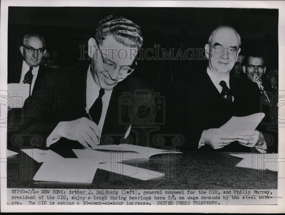1952 Press Photo Arthur Goldberg & Phillip Murray CIO president - nep06626
