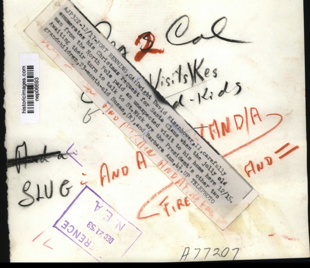 1953 Press Photo Dwight Eisenhower II & sisters Susan, Barbara & Santa Claus