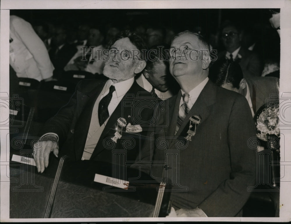 1938 Press Photo Ill Senator Hamilton Lewis, Harold Ickes Interior Secretary