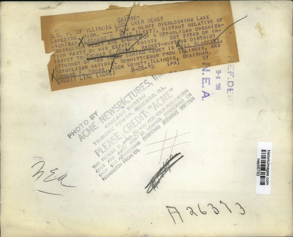 1939 Press Photo Thomas E. Dewey & Illinois GOP at Lake Michigan Bluff