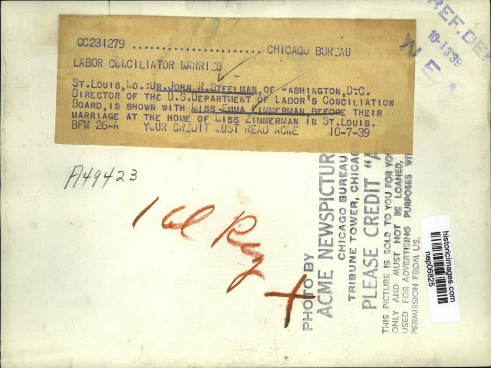 1939 Press Photo Dept of Laor Conciliation Director Dr John Steelman - nep06825