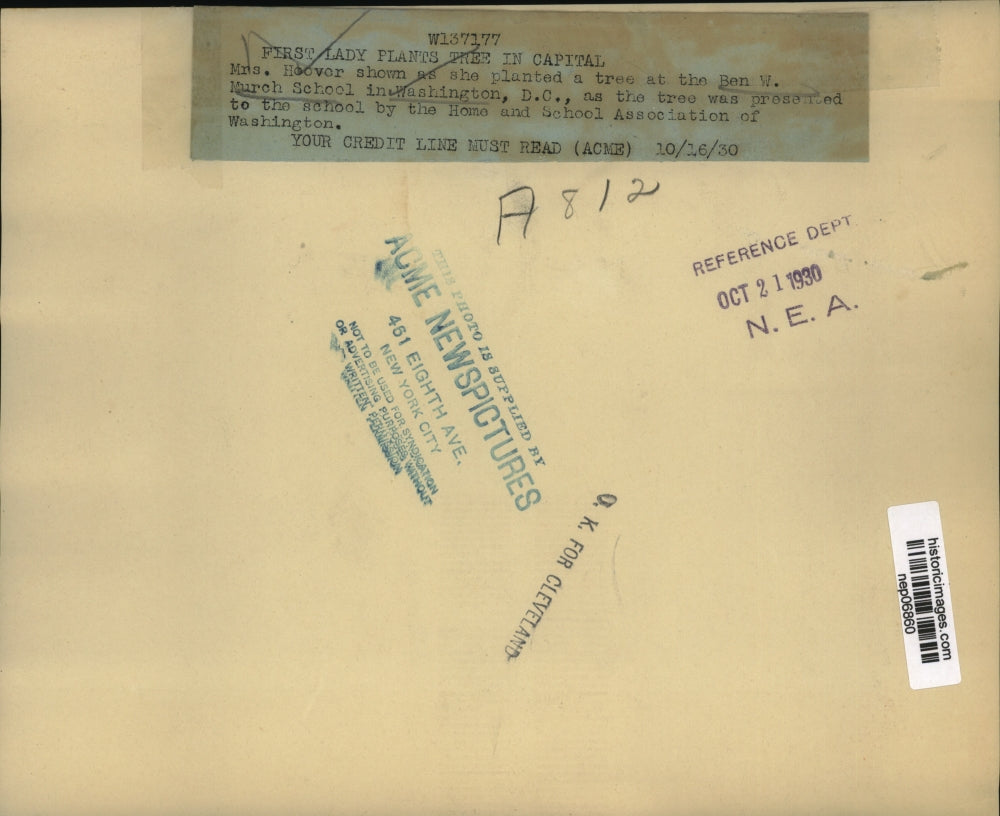 1930 Press Photo Ben W Murch School in DC Mrs Hoover plants a tree - nep06860