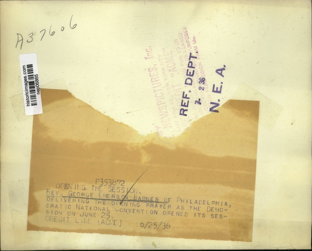 1936 Press Photo Rev George Emerson Barnes Prays at Democrat National Convention