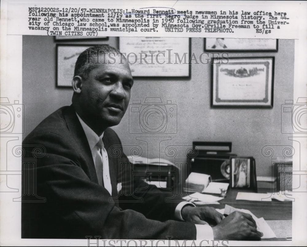 1957 Press Photo Judge Howard Bennett of Minnesota - nep06867