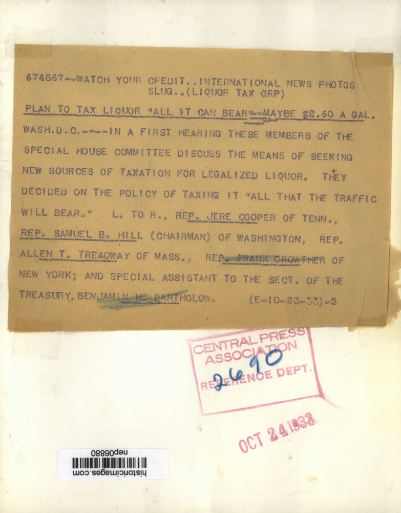 1933 Press Photo Rep Jere Cooper of TN, Samuel Hill of WA & AT Treadway of MA