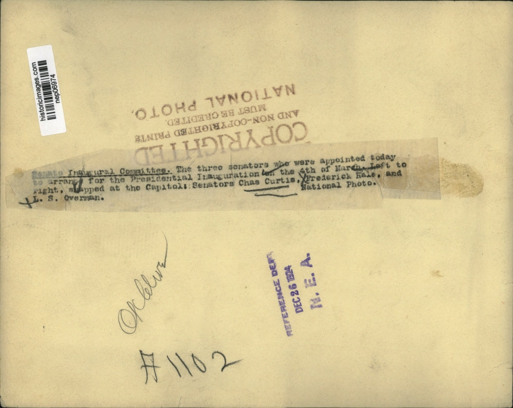 1924 Press Photo Senate Inaugural Committee C Curtis, Fred Hale, LS Overman