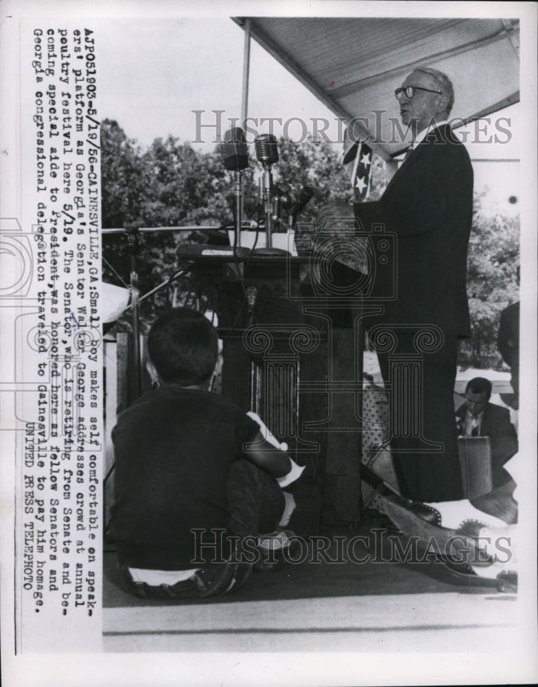 1956 Press Photo Senator Walter George Speaks at Poultry Festival, Cainesville