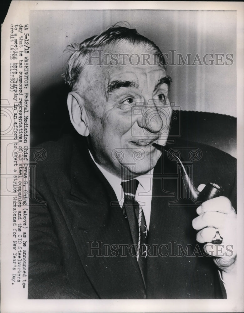 Load image into Gallery viewer, 1951 Press Photo Federal Mediation Chief Cyrus Ching with steel co reps &amp; CIO
