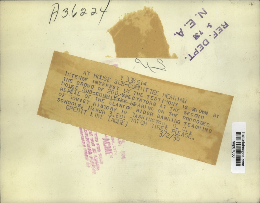 1936 Press Photo Second House Sub-Cmte Hearing on Proposed Educational Repeal