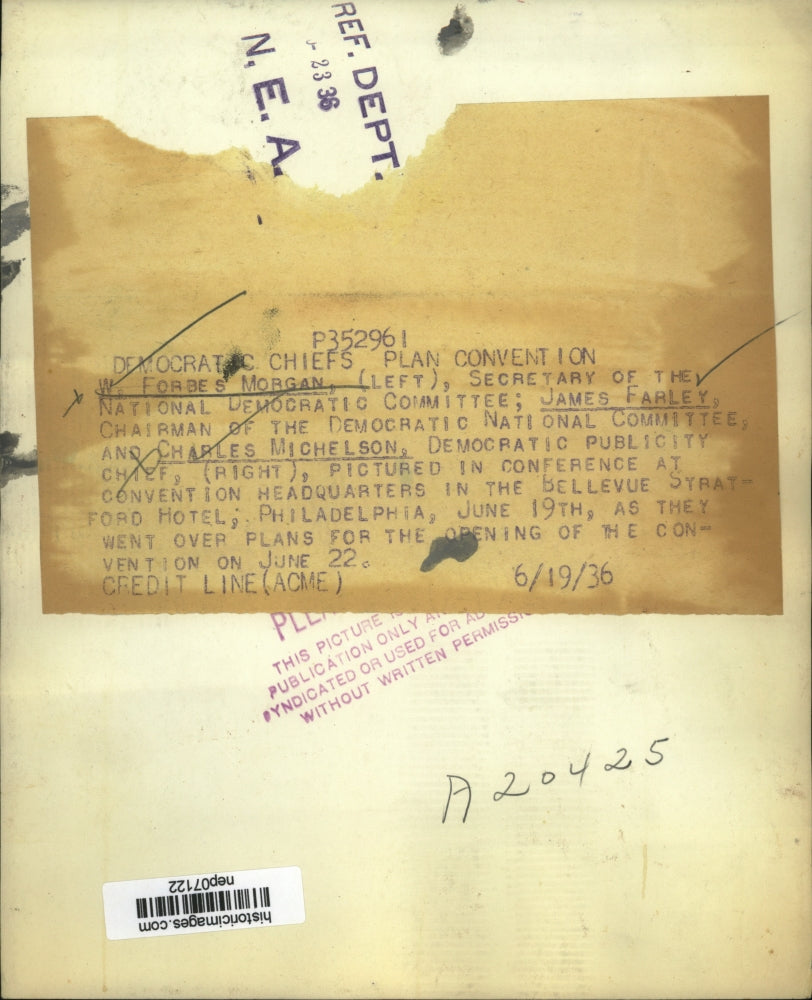 1936 Press Photo Democratic Party Members at Headquarters Convention - nep07122