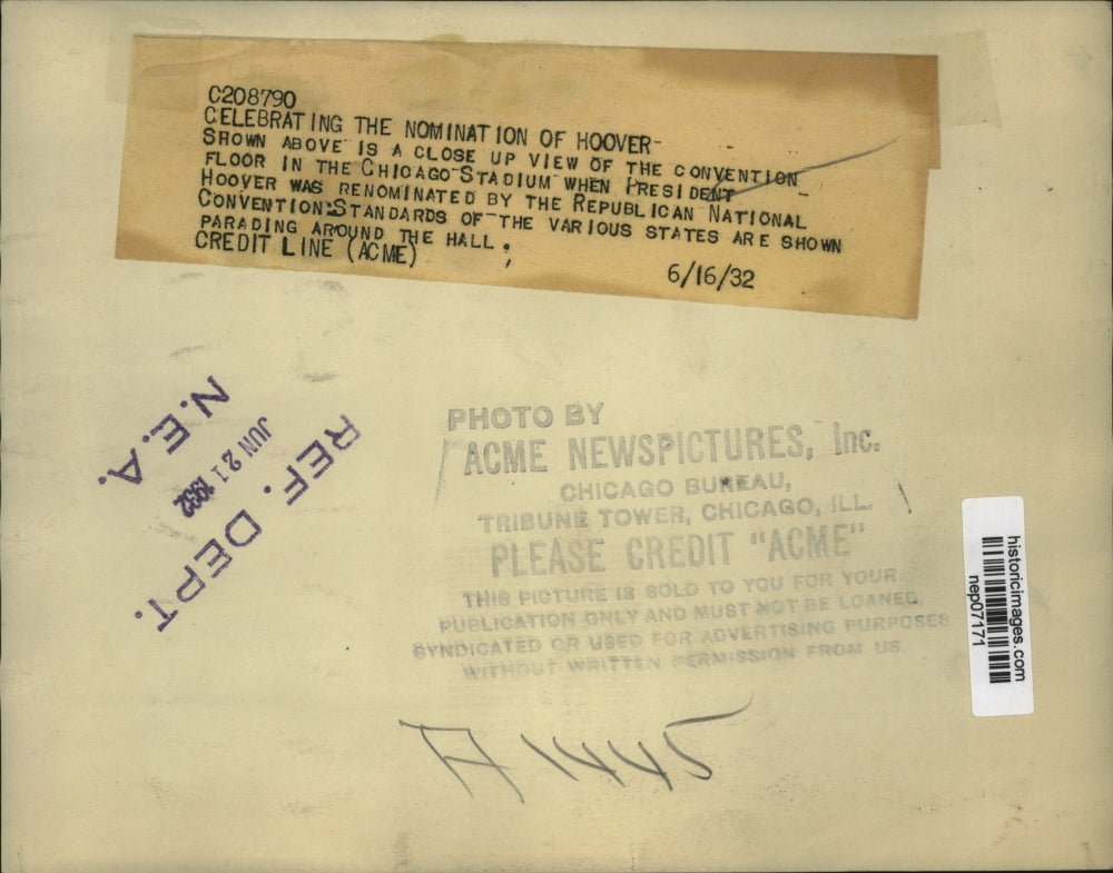 1932 Press Photo Hoover Renominated at Republican National Convention