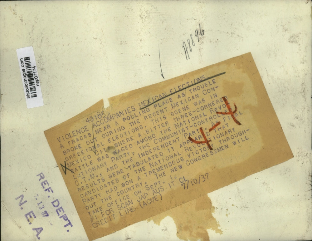 1937 Press Photo Mexico City Congressional Election Rioting - nep07174