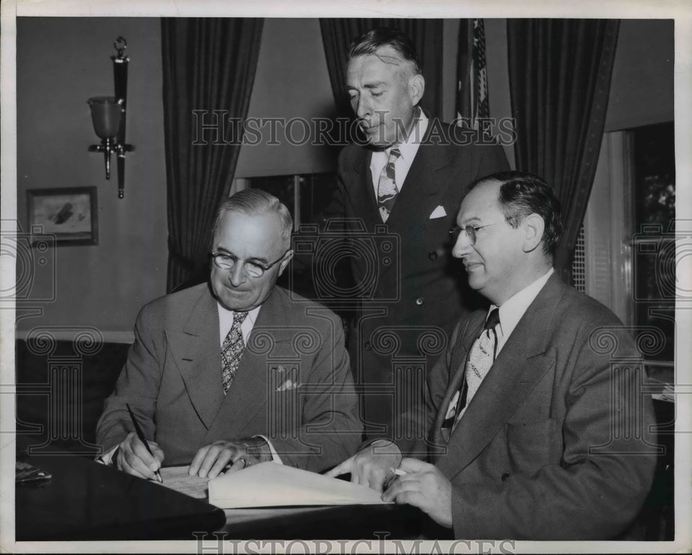 1948 Press Photo President Harry Truman, Alex Rose of Millers' Union - nep07278