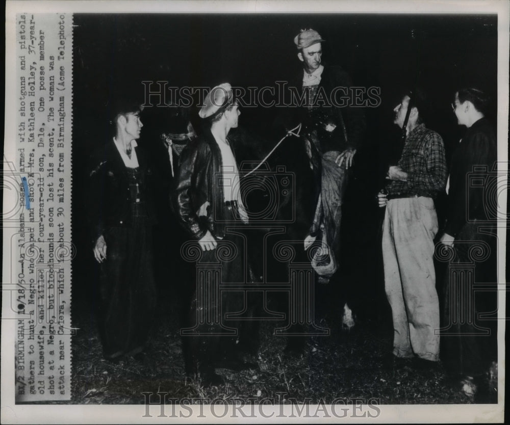 1950 Press Photo AL Posse Hunts Black Man Over Alleged Rape and Murder