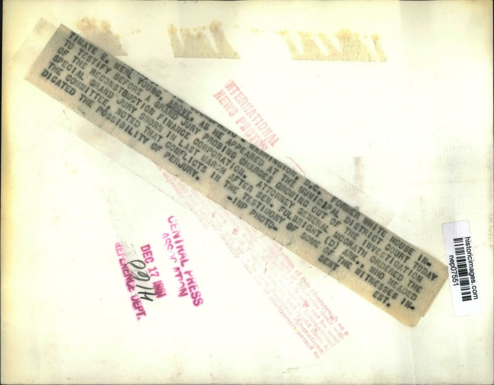 1951 Press Photo E Merl Young as He Appeared at Municipal Dist Court in D.C.