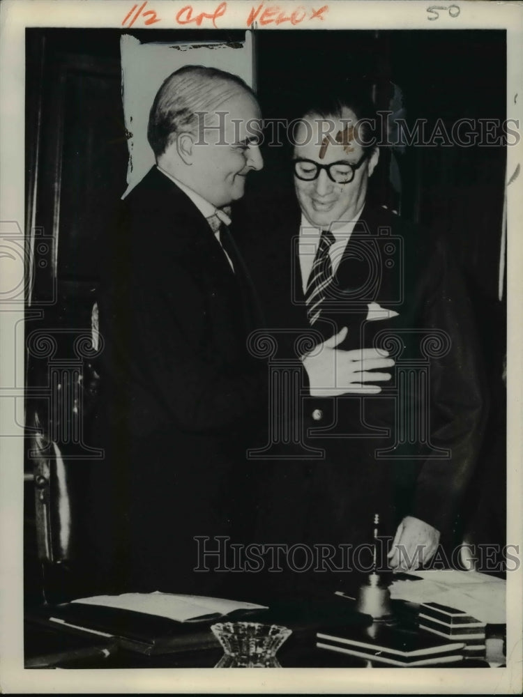 Load image into Gallery viewer, 1956 Press Photo Luis Batlle Berres Transerring Ruling Power to New President
