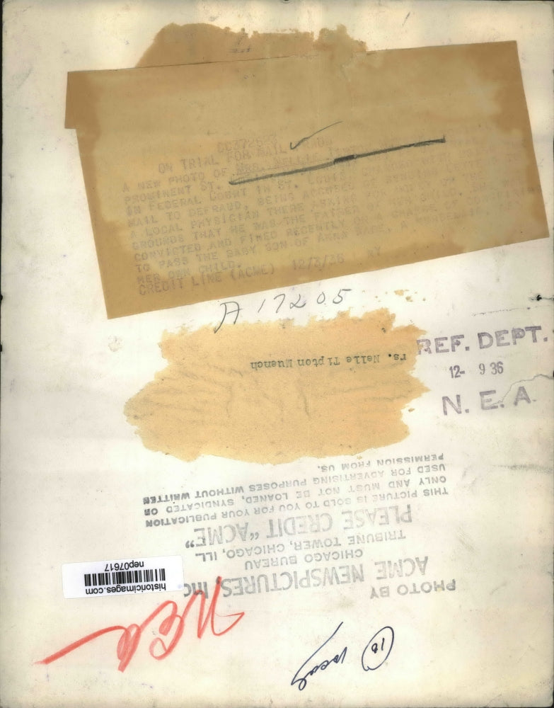 1935 Press Photo Mrs Nellie Muench trial for kidnap of Dr Kelly in Missouri