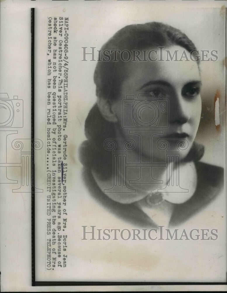 1955 Press Photo Gertrude Silver Mother of Mrs Doris Jean Silver Oestreicher