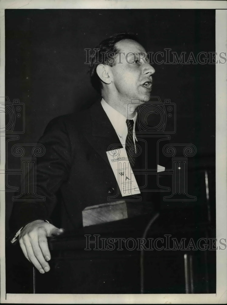 1936 Press Photo David Lasser Pleads National Work Relief Program Washington DC