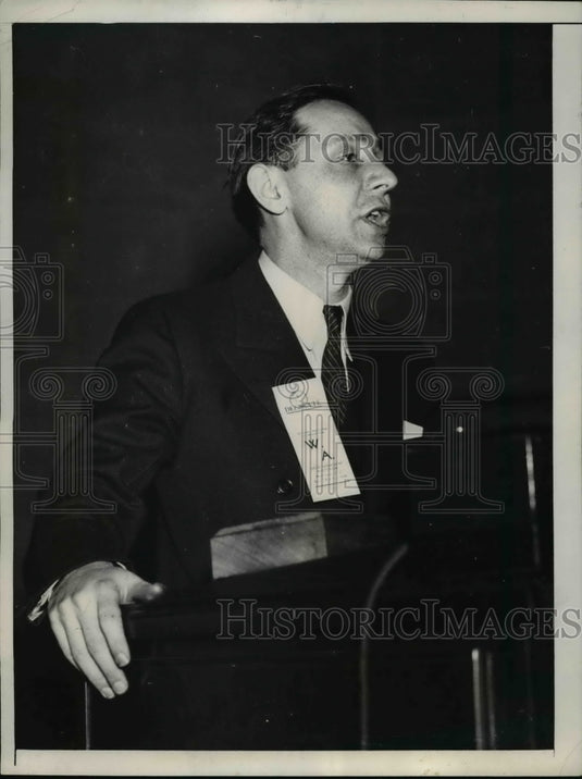 1936 Press Photo David Lasser Pleads National Work Relief Program Washington DC