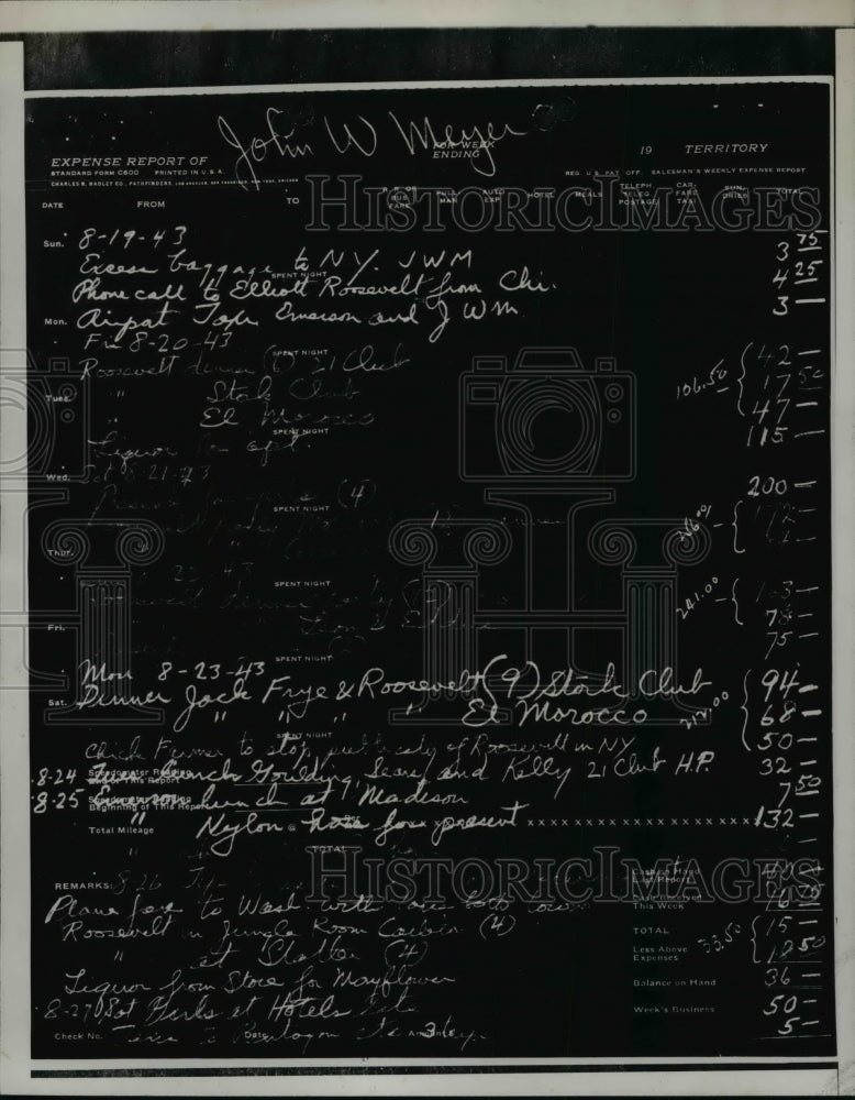 1947 Press Photo John W Meyer Expense Notes in Hughes-Kaiser Inquiry - nep07812