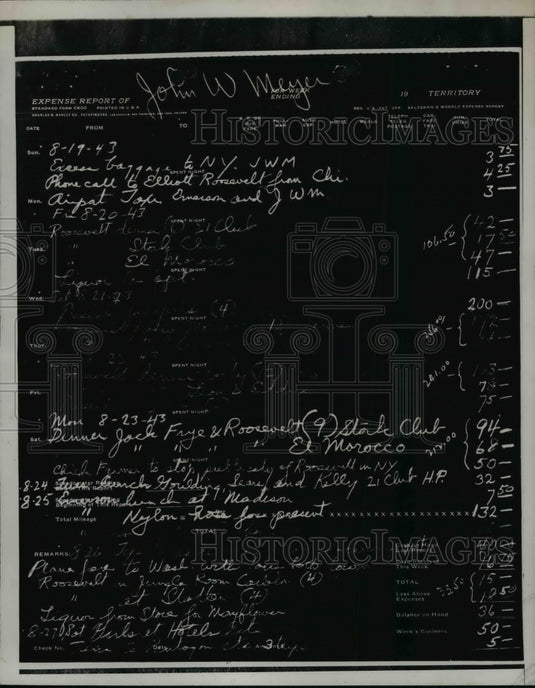 1947 Press Photo John W Meyer Expense Notes in Hughes-Kaiser Inquiry - nep07812