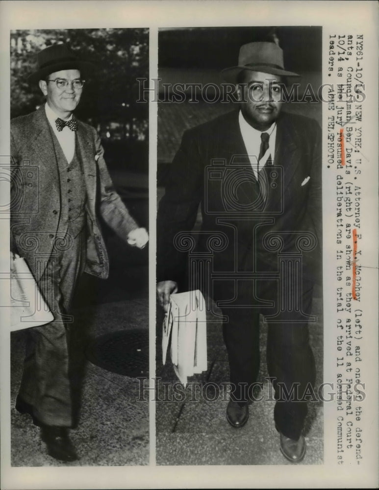 Load image into Gallery viewer, 1949 Press Photo US Attorney FY McGohey &amp; Defendant Councilman Ben Davis
