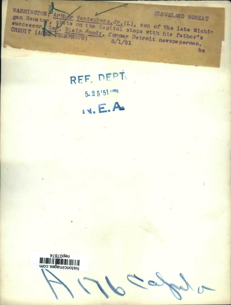 1951 Press Photo Arthur Vandenberg Jr son of late MI Senator & Sen Blair Moody