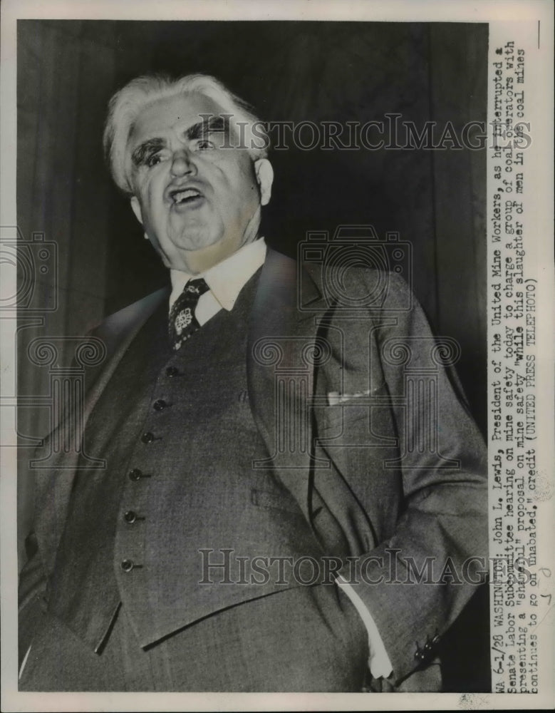 1952 Press Photo John L Lewis of United Mine Workers in Senate Labor Committee
