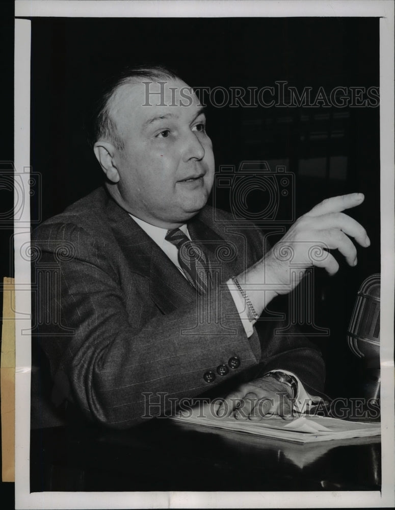 1947 Press Photo M.J. Ankeny Testifies in Senate Public Lands Subcommittee