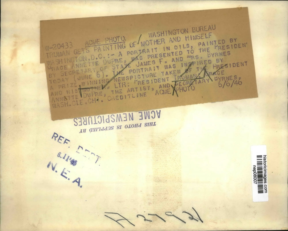 1946 Press Photo President & Mrs Harry Truman Painting by Grace Annette Dupre