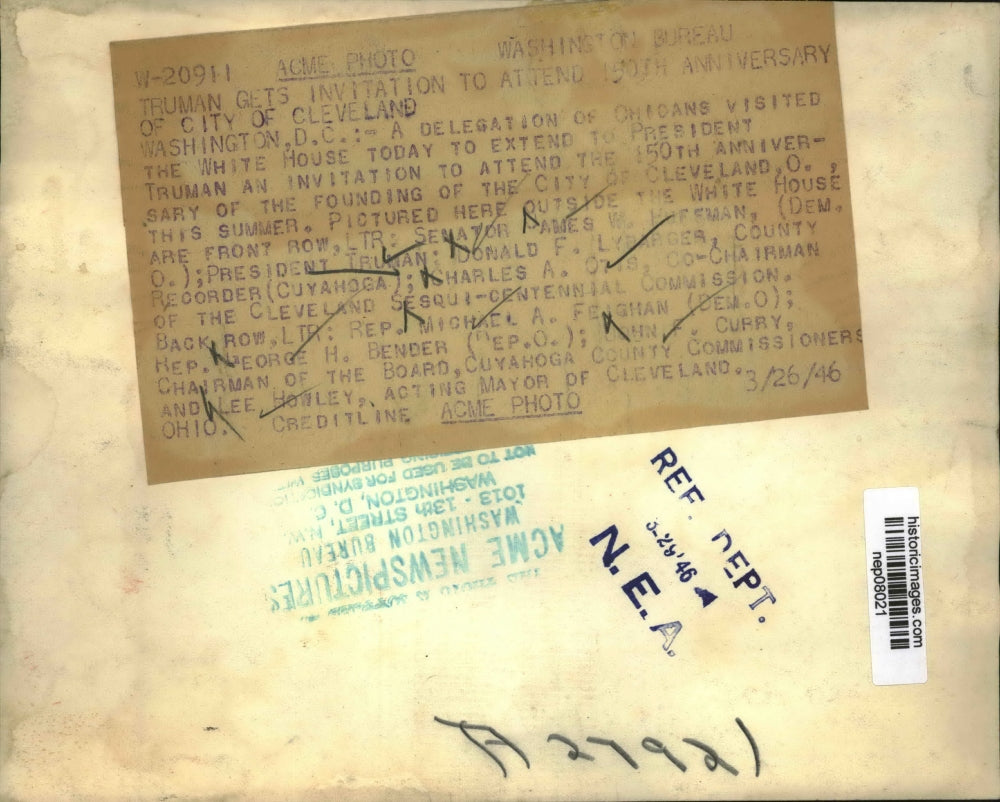 1946 Press Photo President Harry Truman Visited by Ohio Delegates - nep08021