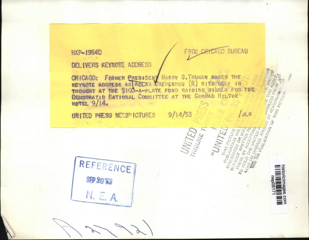 1953 Press Photo Harry Truman Makes Keynote Address at Democratic Dinner