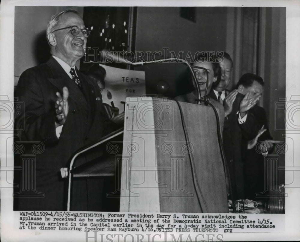 1955 Press Photo Harry Truman Address Democratic National Committee Meeting
